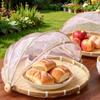 Contenitore per alimenti con zanzariera Copertura per alimenti Antipolvere Cesto a tenda intrecciato a mano Cesto in bambù per conservazione alimenti Frutta