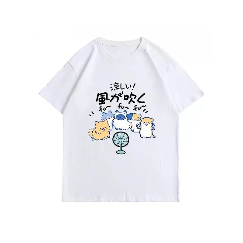 Rock Puppy Couple Clothing Rabbit Kawaii Women's T-shirt Y2k Fashion Blouse Harajuku Streetwear Cat Print Tops Women Clothing