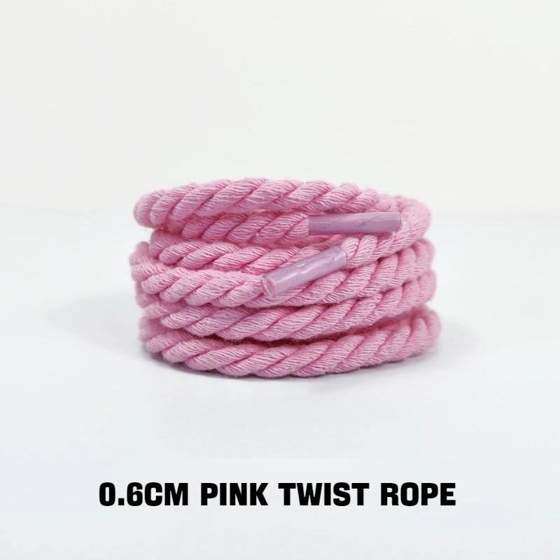Novos Cadarços Redondos 0,6CM Cadarço de Algodão Mais Grosso Cadarços de Corda Torcida Cadarços para Tênis Botas Sapatos para AF1/AJ1 1 Par