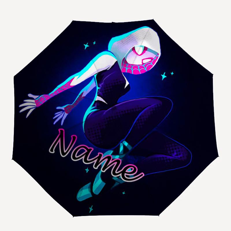 

1pc Spider-Gwen Custom Name Automatic Folding Umbrella - Compact 8-Rib Design, Durable Plastic & Iron, Daily Use 029