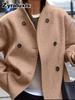 Women's Wool Overcoat - Plus Size Sherpa Lined Coat for Fall Winter Casual Wear