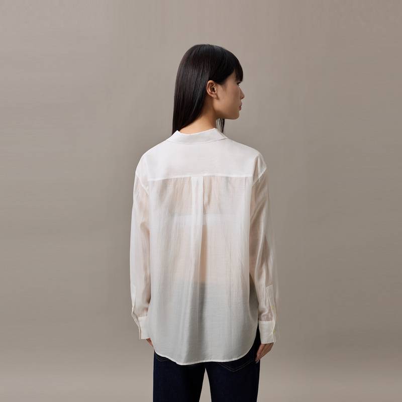 Calvin Klein Business Casual Minimalist Embroidered Lyocell Blend Draped Long Sleeve Shirt Women shirts 47F145G