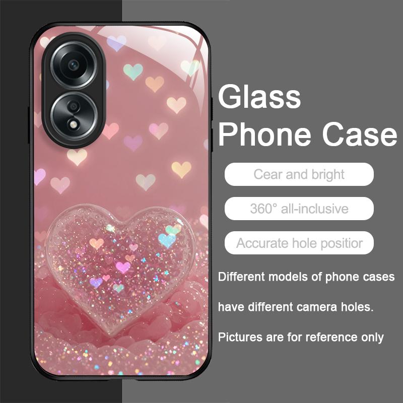 

Stylish Pink Heart-Shaped Crystal Tempered Glass Phone Case for OPPO Realme 14 13 Pro Plus 12 11 10 Neo 3 X7 PRO C75 C65 Covers Realme C67 4G