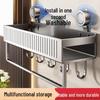No-Drill Suction Cup Bathroom Shelf with Hooks