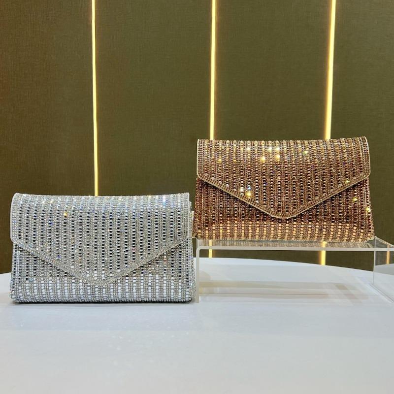 Chain Bag - Small Xiaoxiangfeng Shoulder Bag with Diamonds, Slanted Crossbody Bag, Full of Diamonds for Formal Events