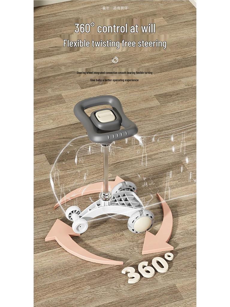 Children's Swing Car with Lights & Music: 1-3 Year-Old Anti-Rollover Rocking Toy