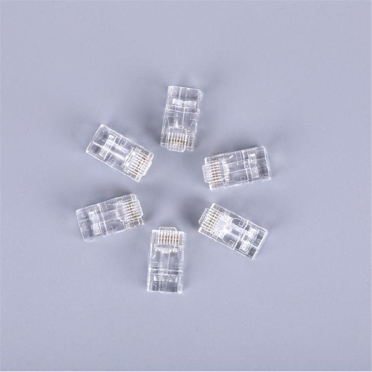 100Pack Clear RJ45 Cat6 Connectors, 8P8C Passes Through Ends For UTP Cabling 24-26AWG Networking Wire Replacement