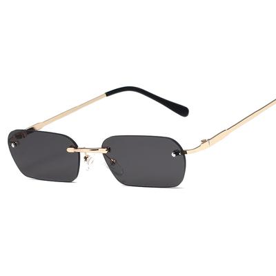 Rimless Rectangular Clear Lens Sunglasses Women Men Fashion Brand Designer UV400 Protection Small Shades Zonnebril Dames