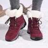 Women Winter Snow Boots Plush Lace Up Mid Calf Boots Thick Sole Warm Cotton Shoes Outdoor Hiking Sneakers Non Slip