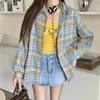 Dames Retro Geruit Overhemd Lange Mouw Met Kraag Knoopsluiting Oversized Geruit Overhemdjas Tiener Meisje Lente Zomer Outfit