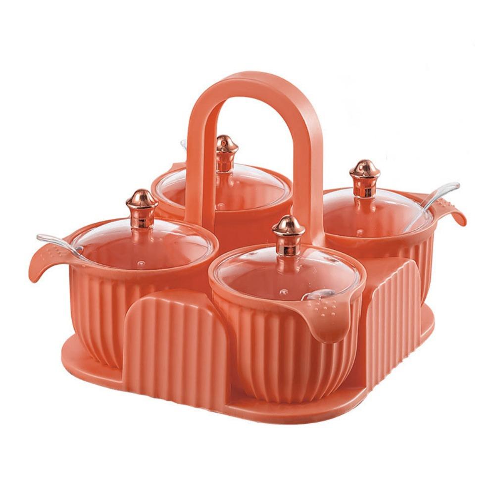 

Бутылка для приправ с 4 отделениями и ручкой, банка для приправ, кухонные принадлежности для хранения оранжевый