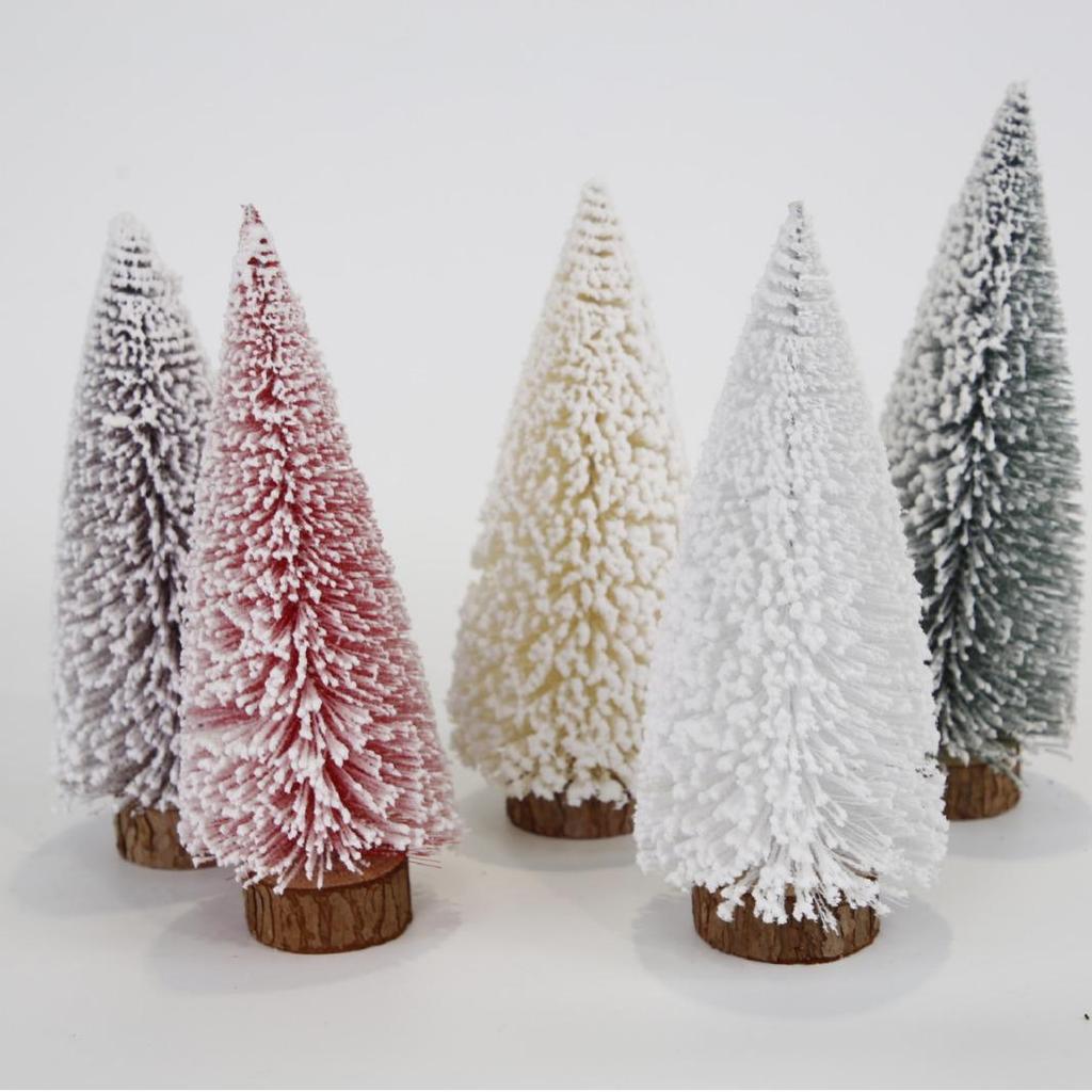 Mini Snow Spray Christmas Tree - Tabletop Holiday Decor Pine Cedar Ornament
