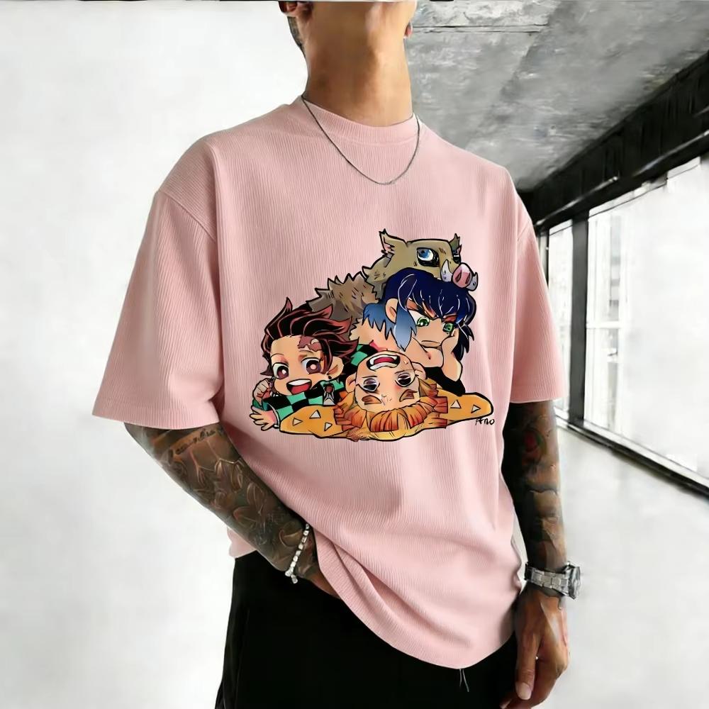 Mens and Womens Cotton TShirt  Demon Slayer 2026 Summer Anime Print Loose Family ShortSleeved Shirt