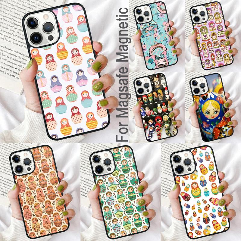 Russian Dolls Matryoshka Soft Phone Case for iPhone 17 Air 16e Pro Max 15 Pro 13 14 Plus 11 12 MagSafe Magnetic Coque