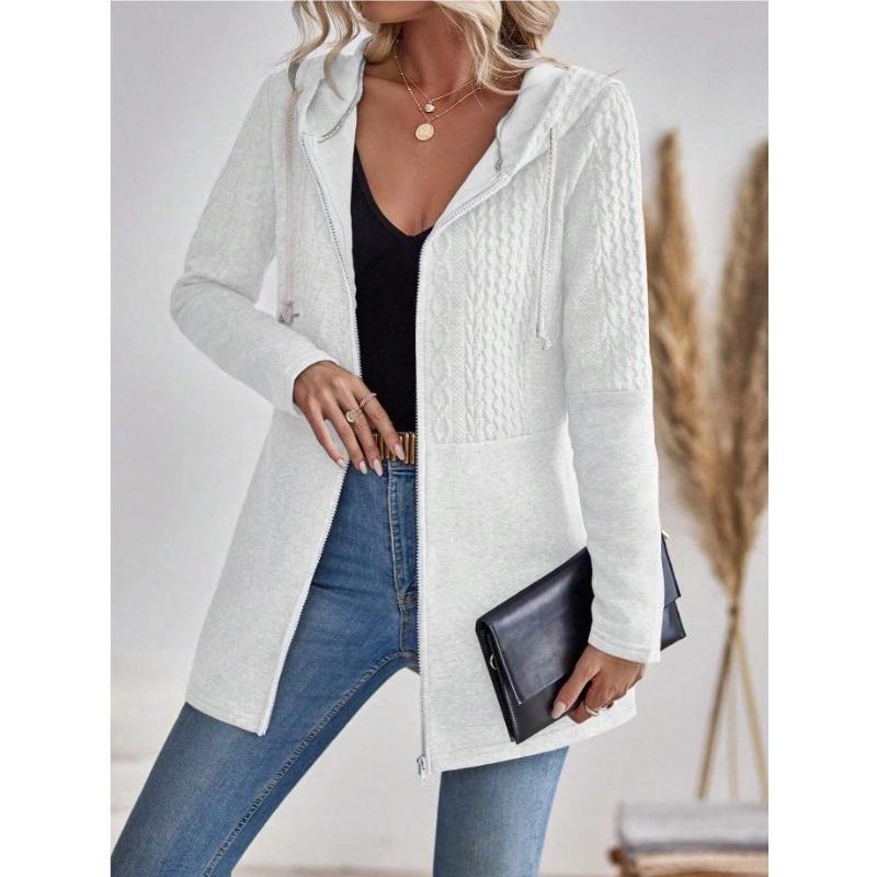 JKASHDK Dámská módní ležérní jednobarevná potisk podzim zima s dlouhým rukávem s kapucí bundy a kabáty