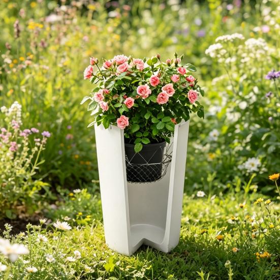 Pflanzeinsatz-Erhöhung Verstellbare Pflanzen-Erhöhung Innen für Blumentopf Robuste Blumentopf-Erhöhung mit Hakenketten für 12-18 Zoll breite Öffnung Hohe Pflanzentöpfe