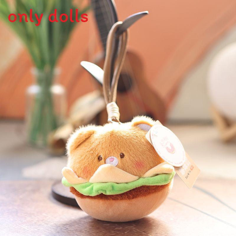 

Cute Panda Pig Chicken Plush Pendant With Hamburger Appearance Design For Kids And Adults Brown
