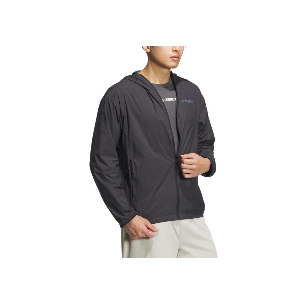 Adidas Wind-Ready Solid Water-Resistant Breathable Windbreaker With Hood Men Outerwear Black IW3911