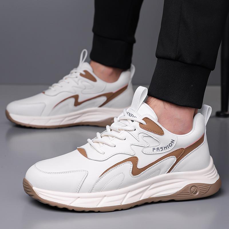 Sneakers Men's Autumn and Winter New Breathable Soft-soled Running Shoes Trendy Leather Men's Shoes Casual Platform Dad Shoes
