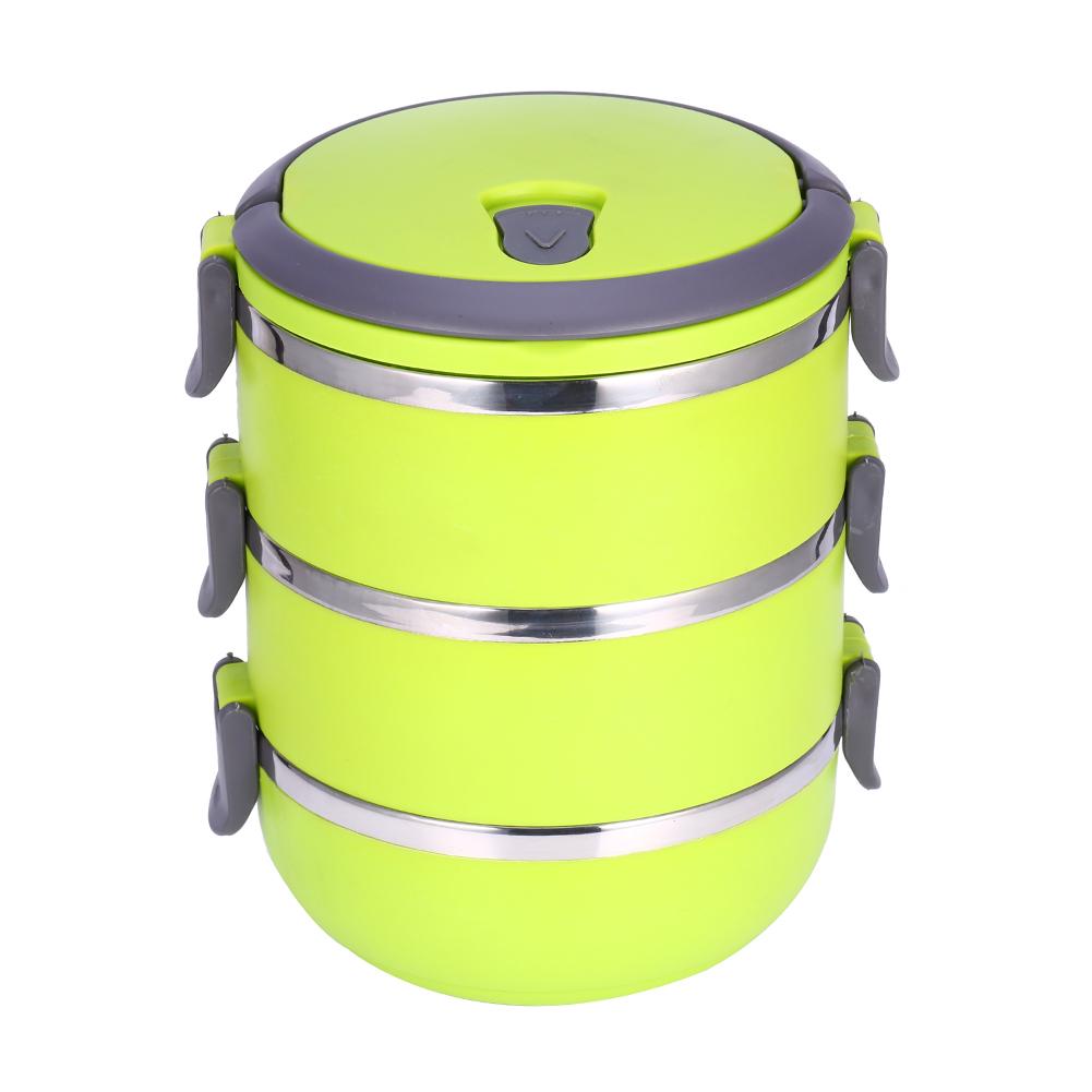 Round 3 Layer Durable Stainless Steel Lunch Box Bento Picnic Food Container