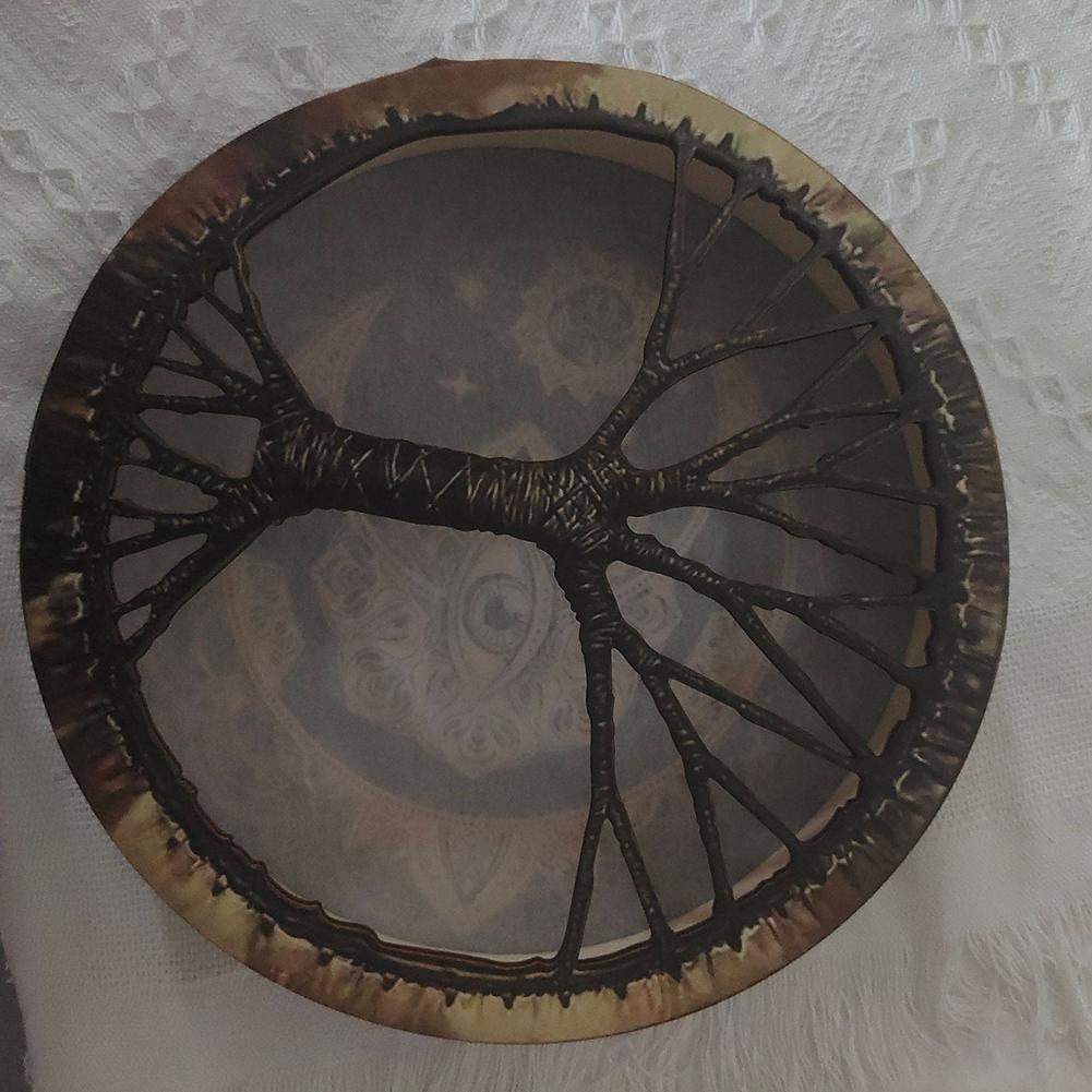 Vegan Shaman Drum Handmade Crafts Alchemical Moon Drum Desktop Ornament Sound Healing Tool for Spiritual Music Meditation