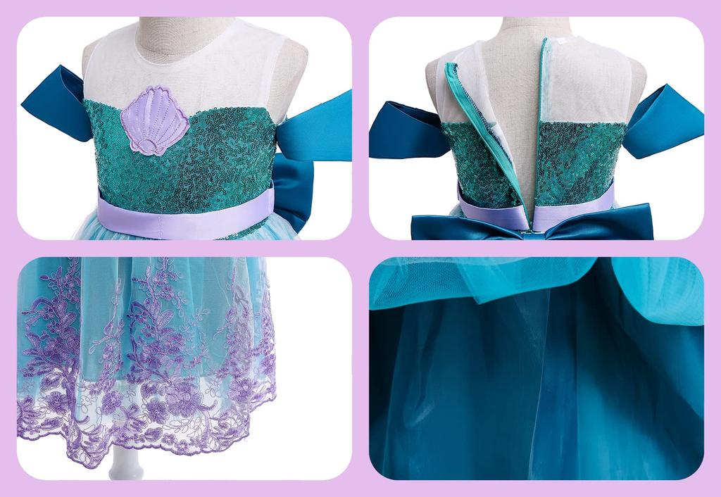 Prinzessin Cosplay Luxuriöses Set Meerjungfrau Herz Magische Meerjungfrau Original 120cm NT5492A [GLAUBWÜRDIG] Kleid, Kinderkostüm, 8-teilig - (Prinzessinnenkleid,