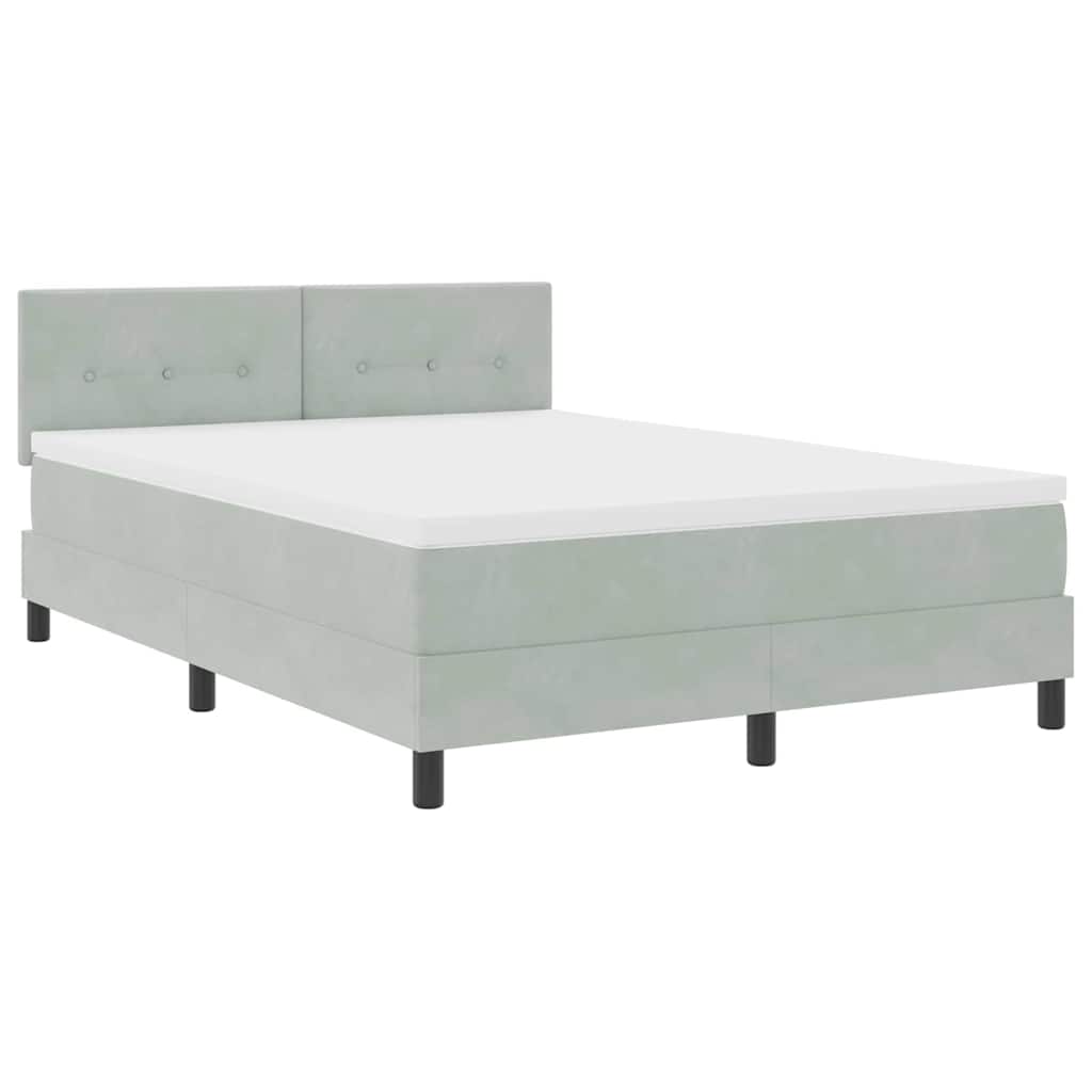 LED Box Spring Bed with Mattress Light Grey 140 x 200 cm Velvet