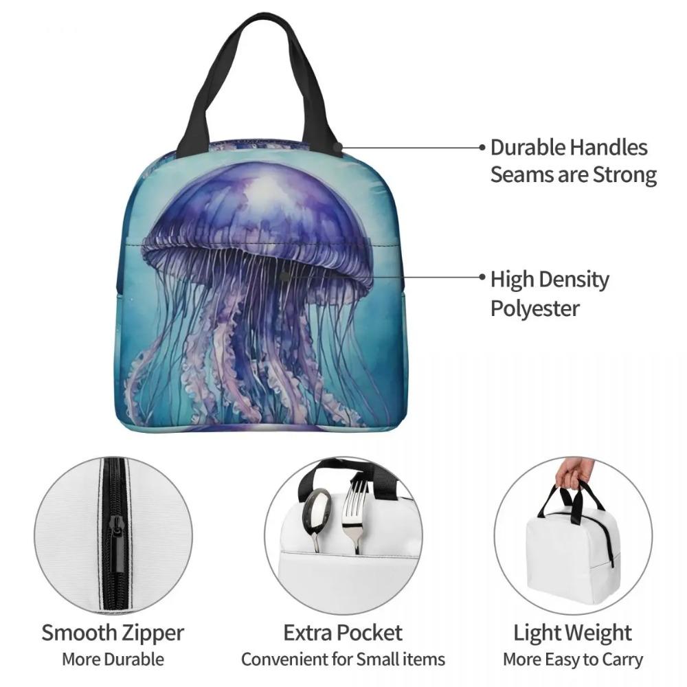 Borsa Termica per Pranzo ad Acquerello Medusa Subacquea per Bambini Scuola Borsa Frigo Termica Scatola per Cibo Borsa Tote Contenitore Portatile per Pranzo