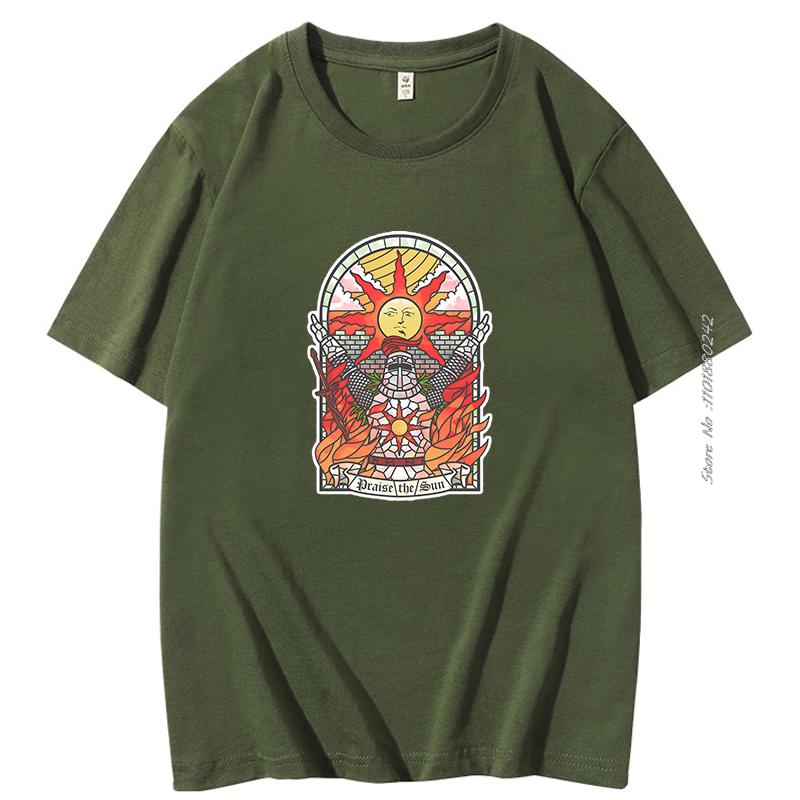 Dark Souls 3 Church Of The Sun Graphic Tshirts Praise The Sun Youth Tees Harajuku Cotton Short Sleeve Tshirts Mens Clothes