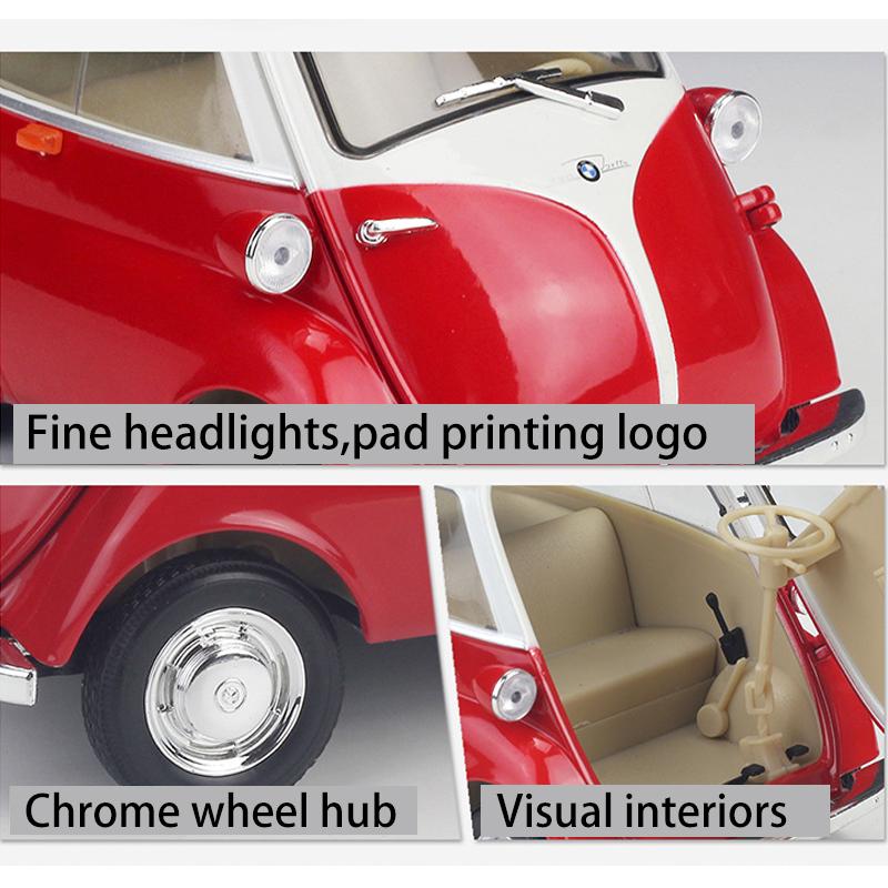 1/18 WELLY BMW Isetta Modello di auto in lega Fonde sotto pressione Veicoli giocattolo in metallo Modello di auto Collezione di alta simulazione Regali per bambini