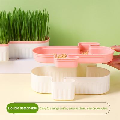Hydroponic Cat Grass Planter Detachable Bottom Fine Filter Hole Double Layer Soilless Catnip Snack Growing Box
