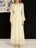 Sinseuden Wrinkle Satin Color Block Long Dress