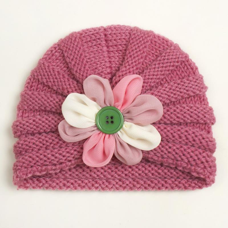 New Autumn Baby Wool Flower Hat, Children's Flower Pullover Hat, Baby Hat