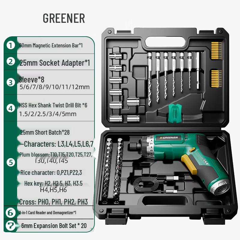 Green Forest 3.6V Cordless Electric Screwdriver & Drill Set CN plug (adapter included)