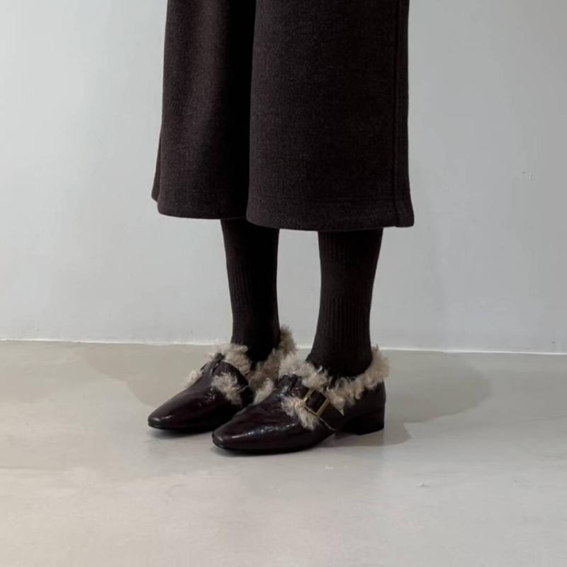 Retro Fleece-Warmschuhe mit Schnalle – Neue Damenschuhe