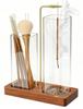 ALANGDUO Hanging Incense Holder Brown Natural Wood Burner with Glass Cover Ash Catcher and Storage Stand