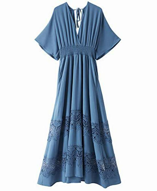 Elegant French Fashion V-Neck Lace Dress: Sexy, Waist-Cinching, Slim-Fit, Ruffled Long Skirt