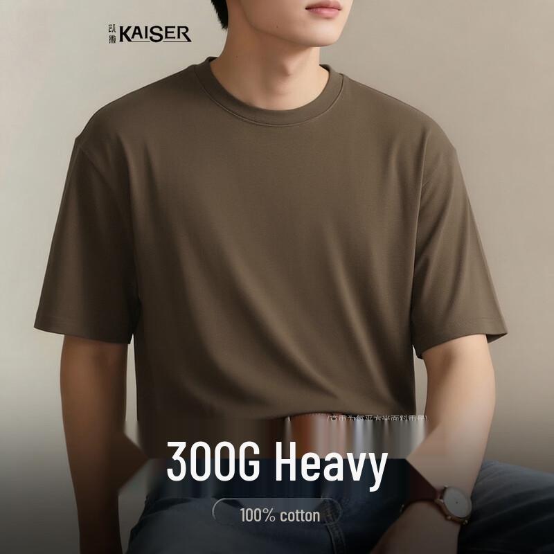 Men s Heavyweight Pure Cotton Round Neck T-Shirt XL