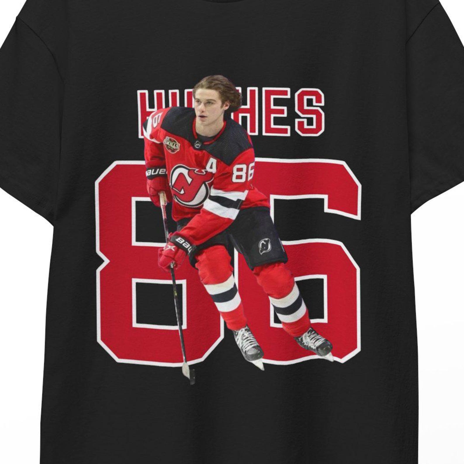 Jack Hughes 86 Hockey Shirt New Jersey Devils Fan Tee Ice Hockey Player Gift Aesthetic NHL Inspired Jersey Style UnisexShirt USA Hockey Fans XL