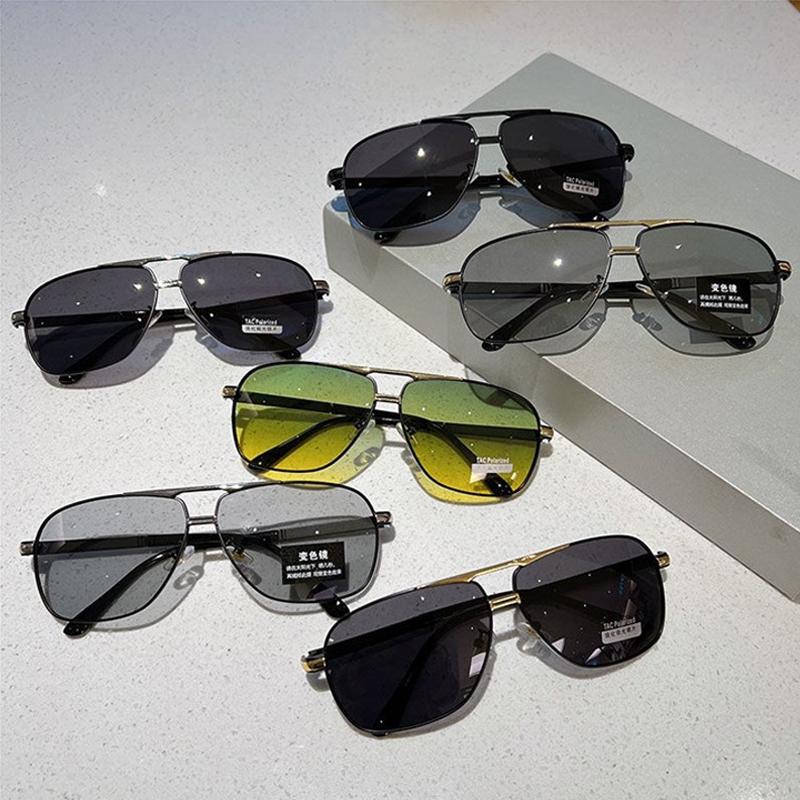 Oversized Vintage Sunglasses Men Women Fashion Polarization Photochromic Shades Eyewear Double Bridge Driving Sun Glasses
