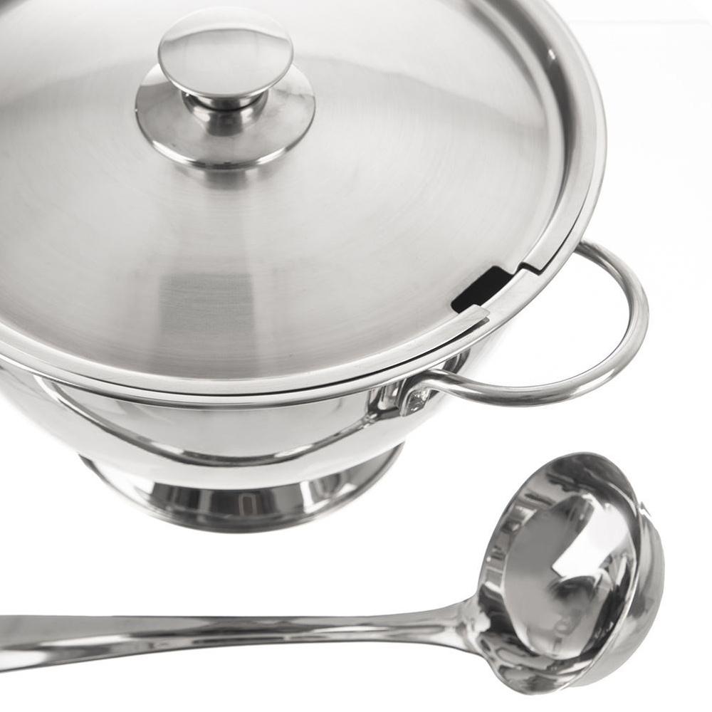Zuppiera in Acciaio Inossidabile con Coperchio con Slot per Mestolo 4.5L