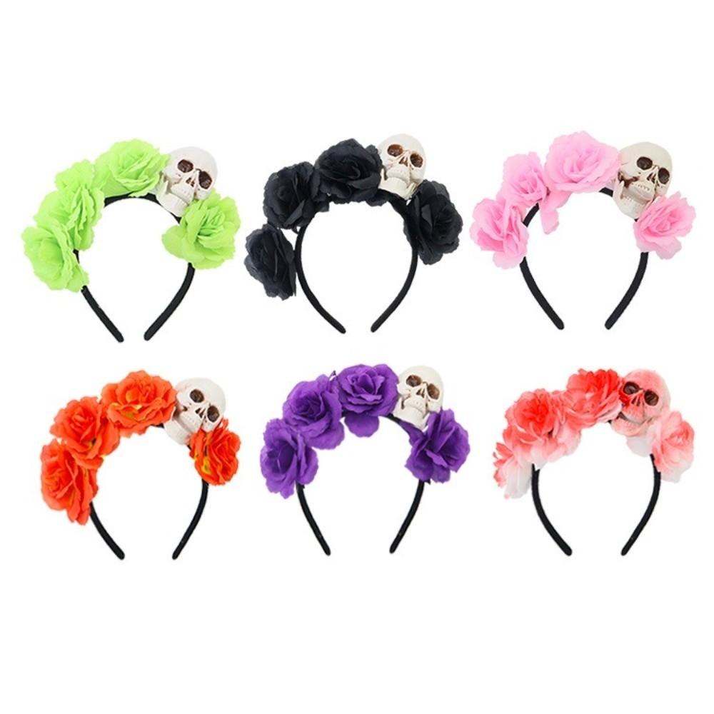 Halloween Decor Skull Head Headband Simulation Flower Gothic Flower Hairband  Party