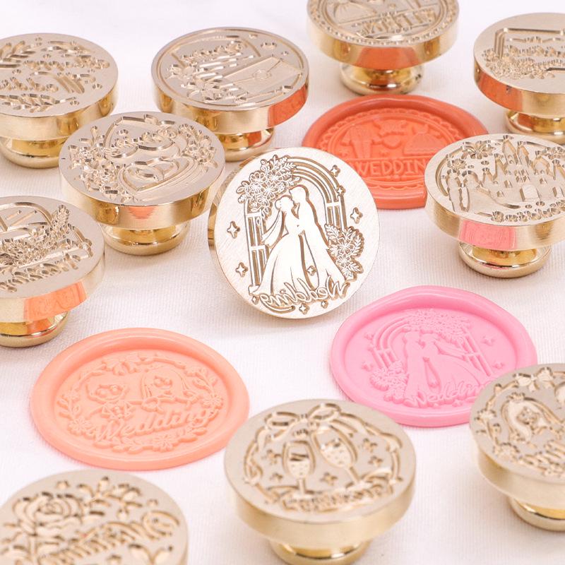 Wedding Series Round Wax Seal Stamp Head - Copper Handmade Letter Sealing