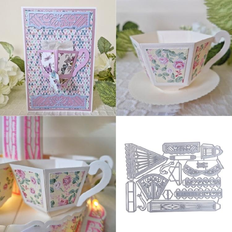 3D Rotating Cup Metal Cutting Dies Templates Molds Embossing Stencils Die Cuts for Scrapbooking Cards Making Decorations