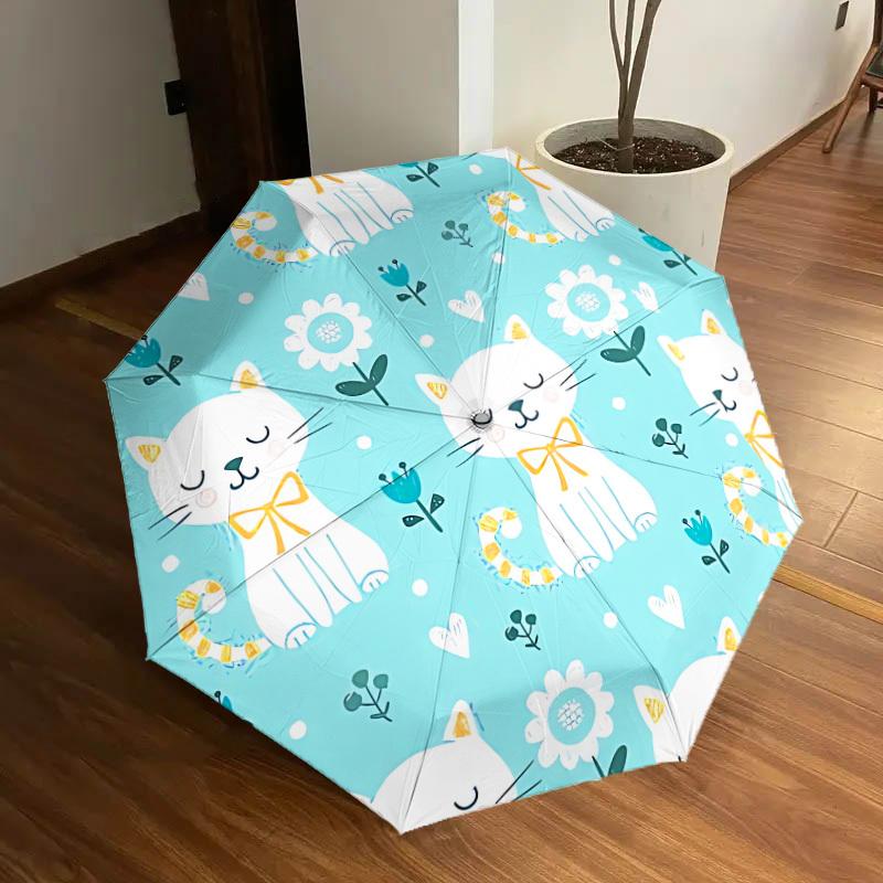 

1pc Cute Cats Automatic Umbrella Durable Iron Frame & Plastic Handle, Gift for Men & Women, Sturdy Construction yy250905157
