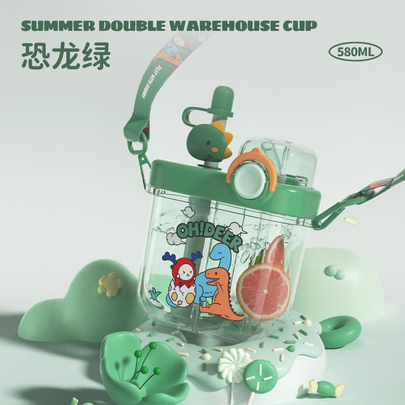 

2023 Новый стаканчик с трубочкой Space Cup Net Red Tritan Пластиковый стаканчик для студенток Портативный двойной стаканчик для питья Бутылка для воды с трубочкой 580ml