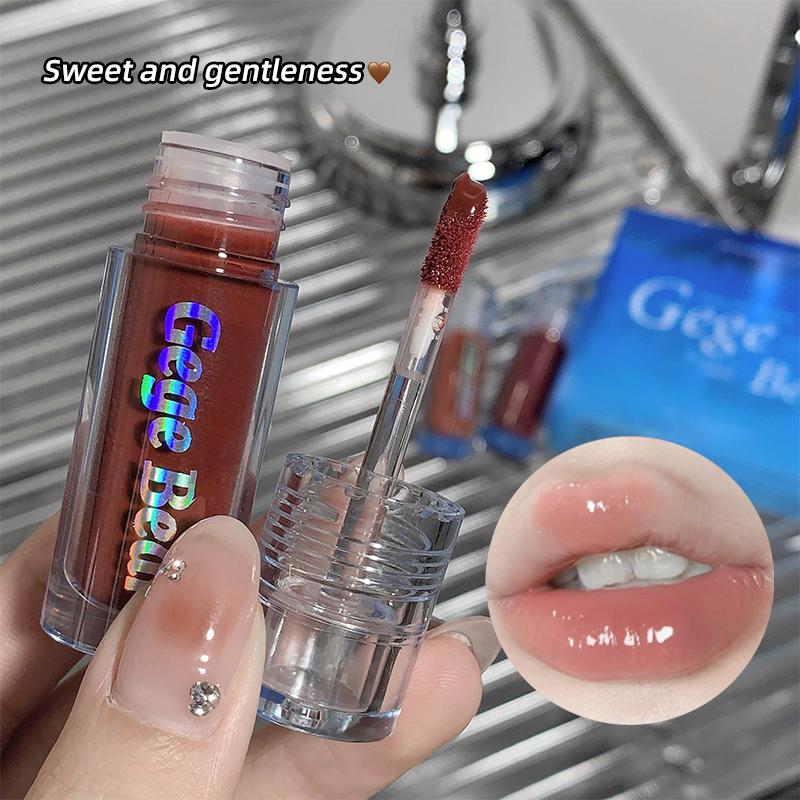 GEGE BEAR 3Pcs Lippenstift Set Bunte Wasser Glänzend Lip Glasur Feuchtigkeits Lip Gloss Make-Up Flüssigen Lippenstift