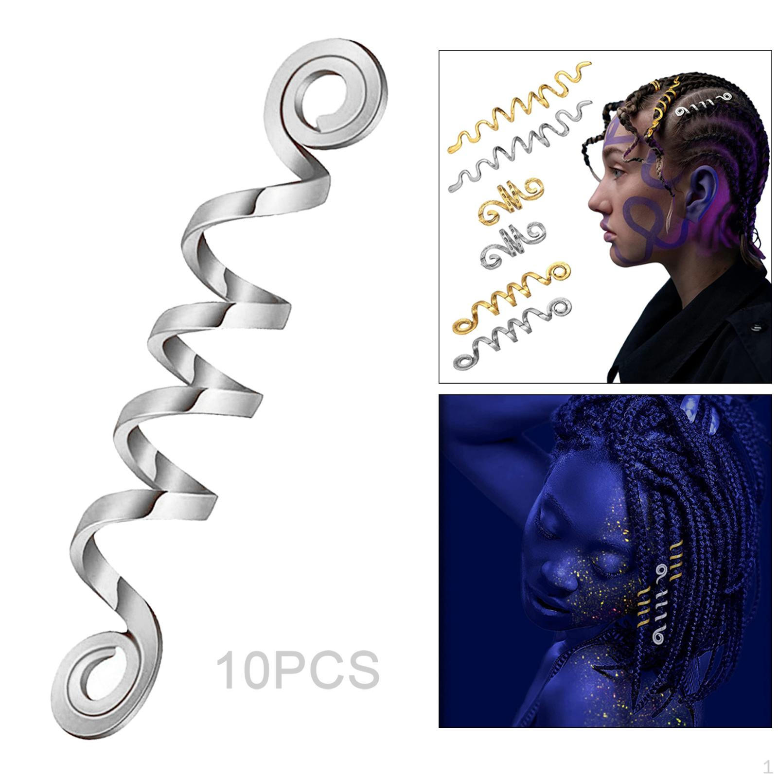 

s Spiral Hair Beads Metal Y Braid Rings Accessory for Bracelets DIY Beards Medium 10pcs серебряный