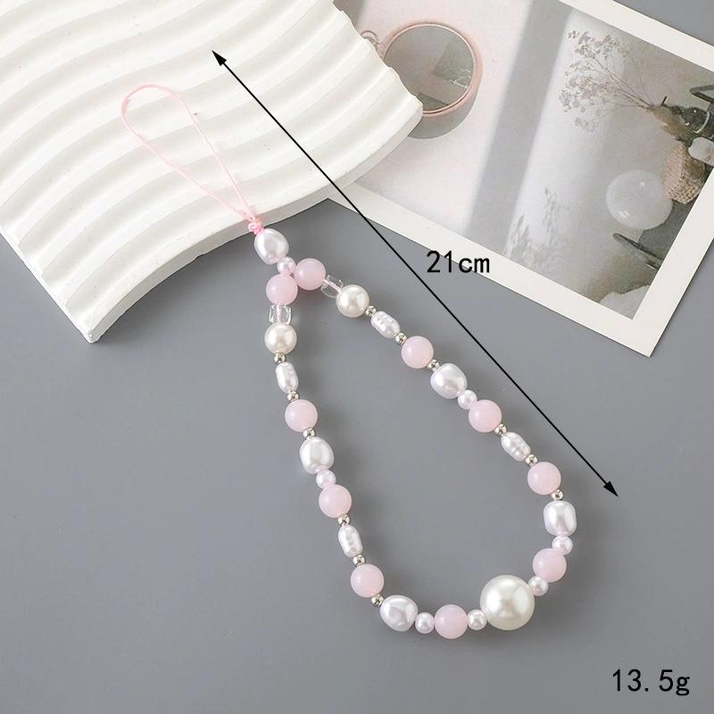 Factory Price Phone Strap Sweet Pink Butterfly Wrist Strap Phone Case Rope Simple Pearl Bow Beaded Phone Chain Lanyard Jewelry