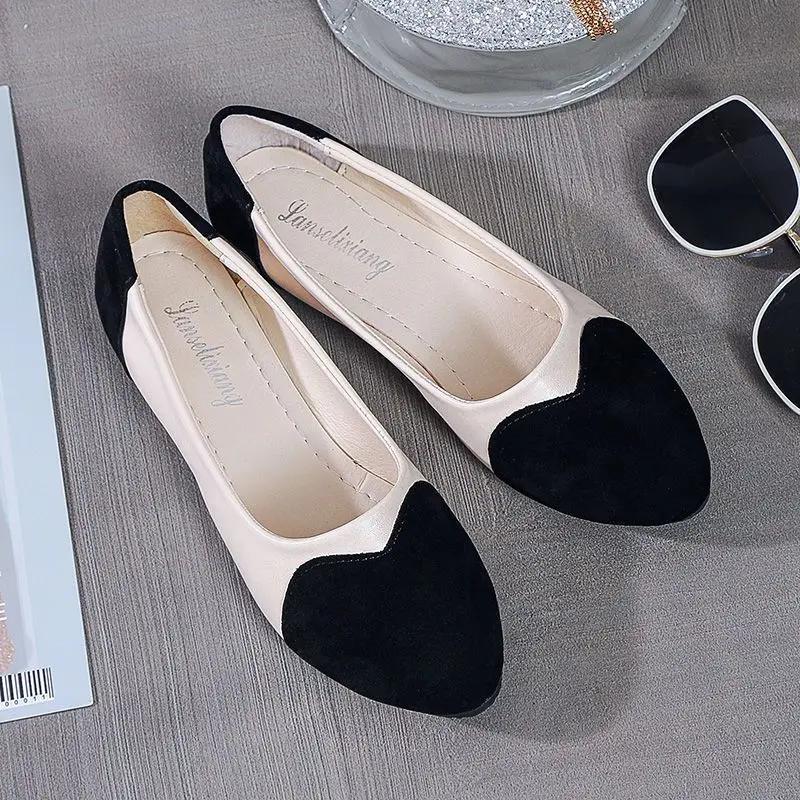 Fashion Ladies Footwear Green Women's Flat Shoes Round Toe Leather Casual Slip-on Y2k Young Chic and Elegant Vacation Promotion Social